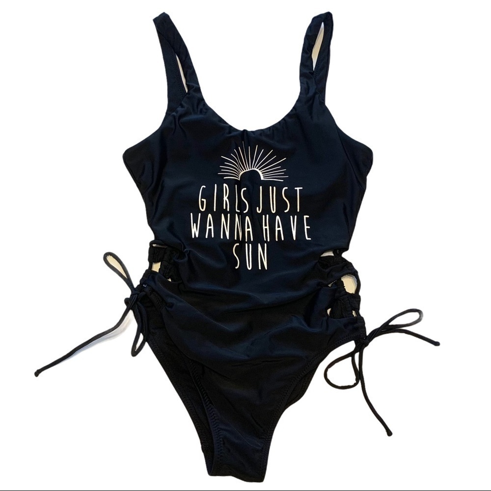 Altar’d State Graphic Lace Up Sides Swim Suit Women’s Small - Picture 5 of 7